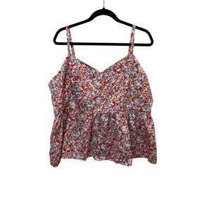 Old Navy Babydoll Tank Top Floral Sz XXL Smocked Cotton Boho Cottagecore